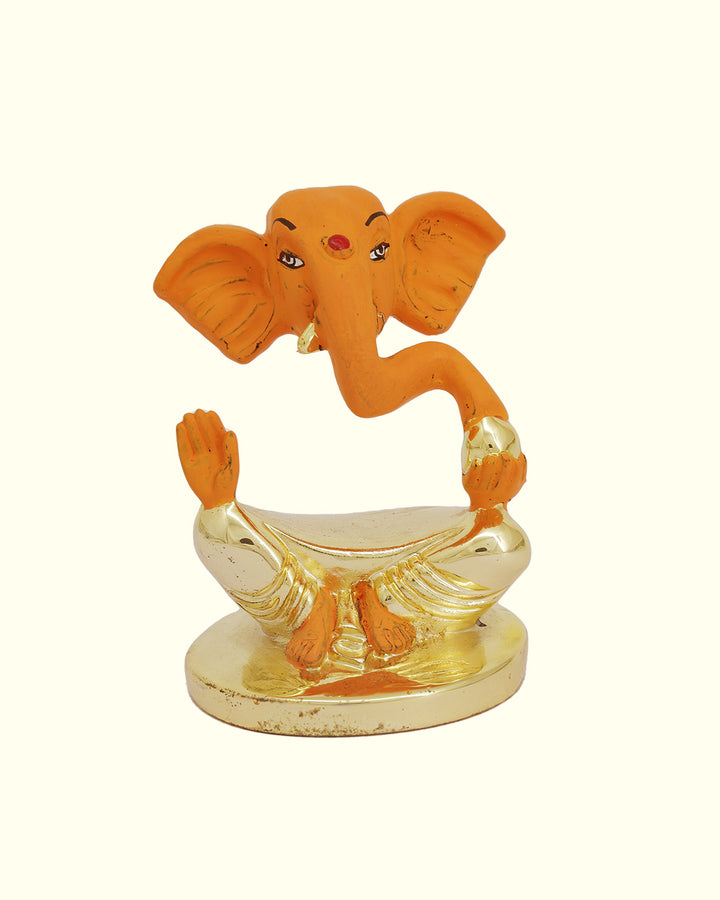 2.5" Ganapathy Idol for Car Dashboard and Table Decor (Orange Colour)