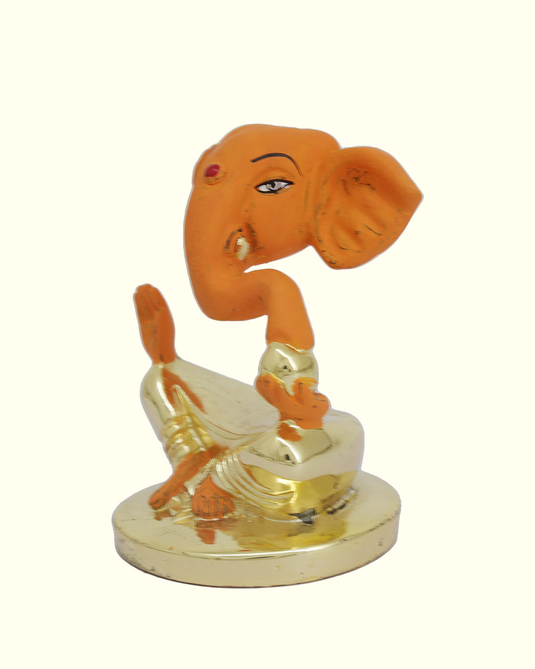 2.5" Ganapathy Idol for Car Dashboard and Table Decor (Orange Colour)