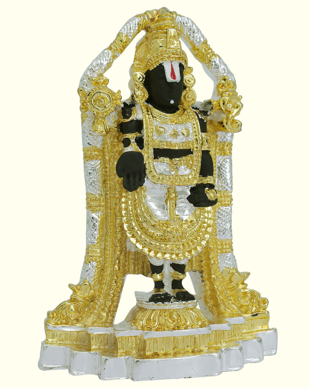 4.5" Tirumala Balaji (Combination of Gold, Silver and Black Colour)