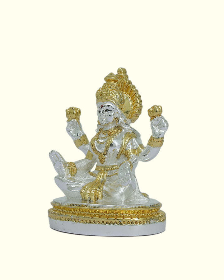 2.75" Lakshmi Sitting on Throne (Gold with Silver Colour)