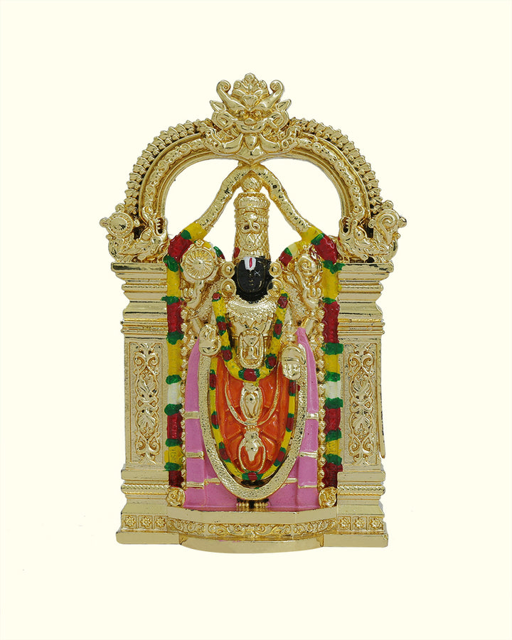 3" Balaji Idol with Decoration (Gold Colour) - Table Decor and Car Dashboard