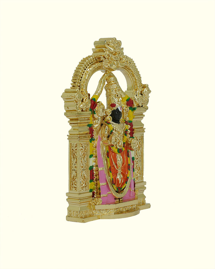 3" Balaji Idol with Decoration (Gold Colour) - Table Decor and Car Dashboard