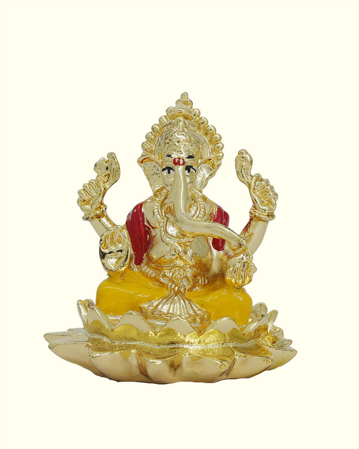 2.5" Ganapathy Sitting on Lotus (Gold Colour)