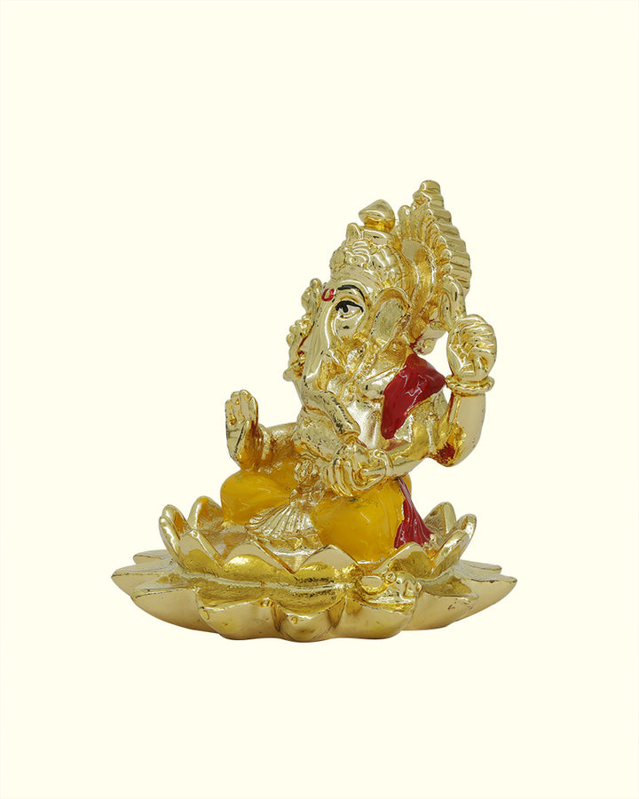 2.5" Ganapathy Sitting on Lotus (Gold Colour)