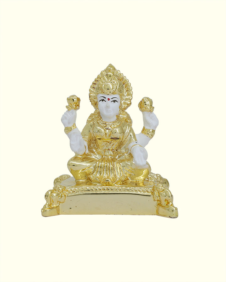 2" Lakshmi Sitting on Throne (Gold with White Colour)