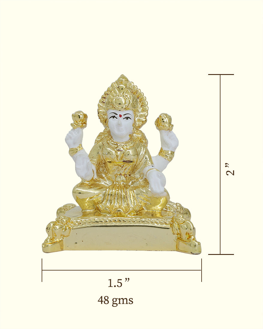 2" Lakshmi Sitting on Throne (Gold with White Colour)