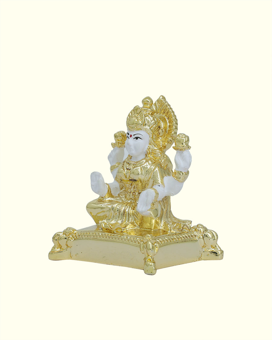 2" Lakshmi Sitting on Throne (Gold with White Colour)