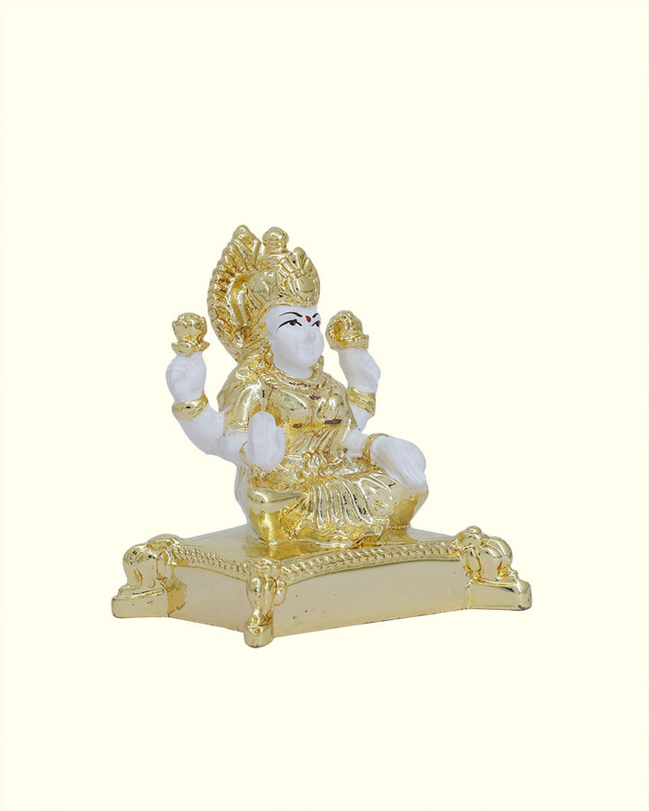 2" Lakshmi Sitting on Throne (Gold with White Colour)