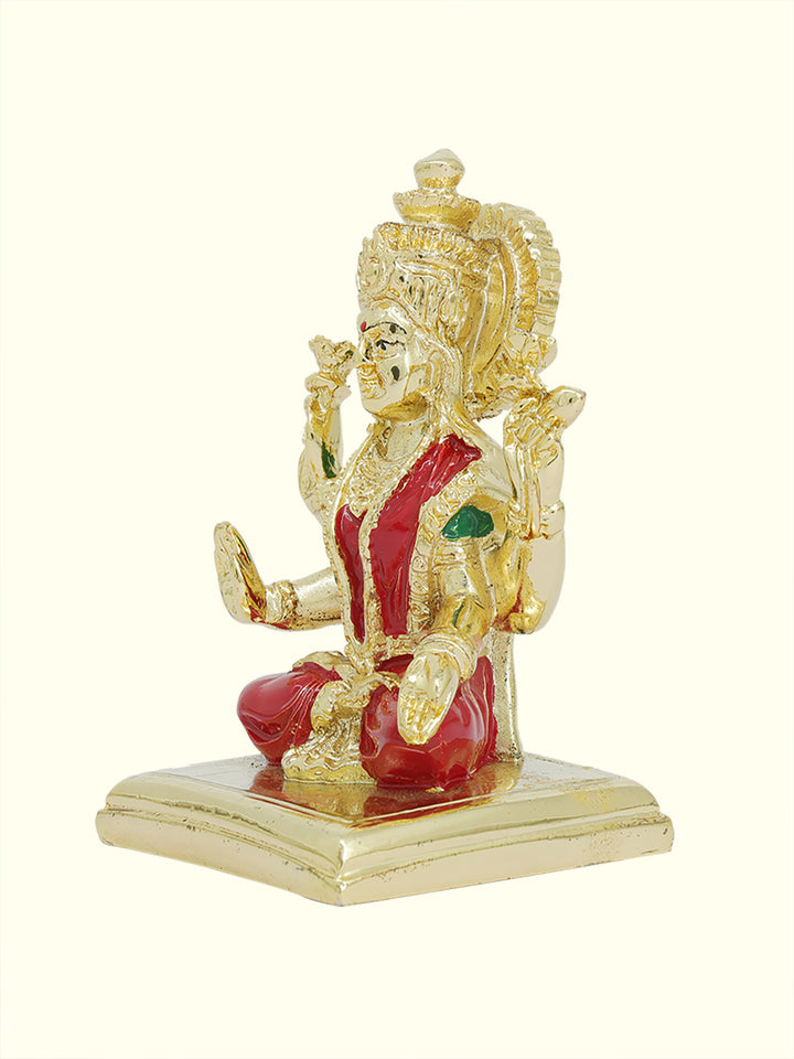 3.25" Lakshmi with Red Sari Sitting on Throne