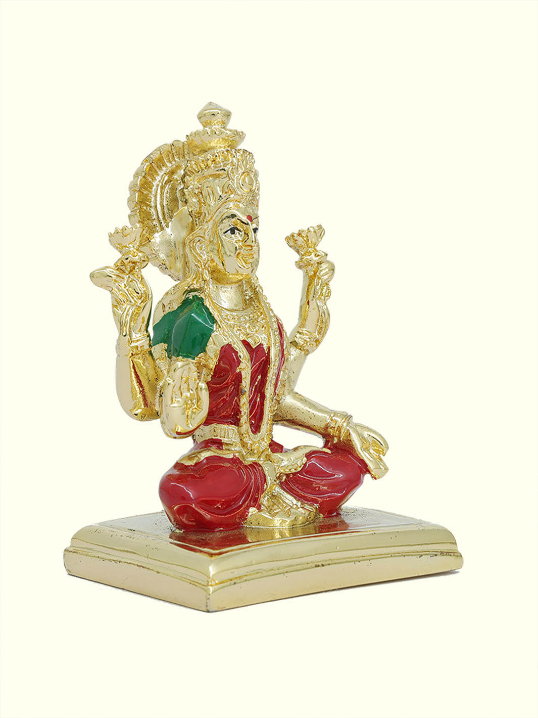 3.25" Lakshmi with Red Sari Sitting on Throne