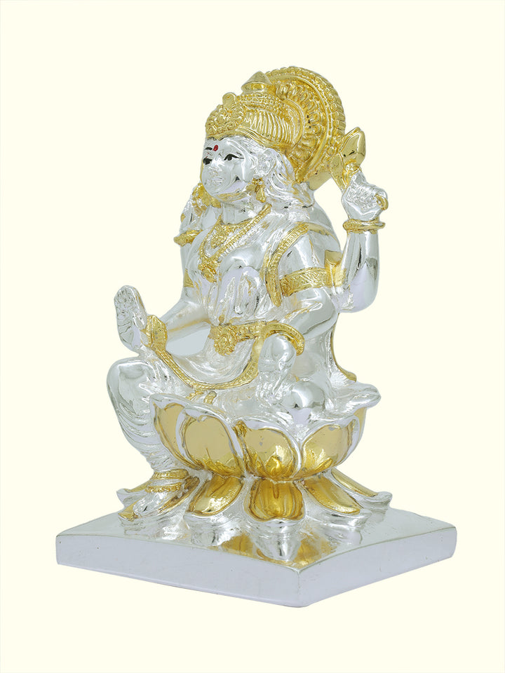 6.5" Lakshmi Sitting on Lotus (Gold with Silver Colour)