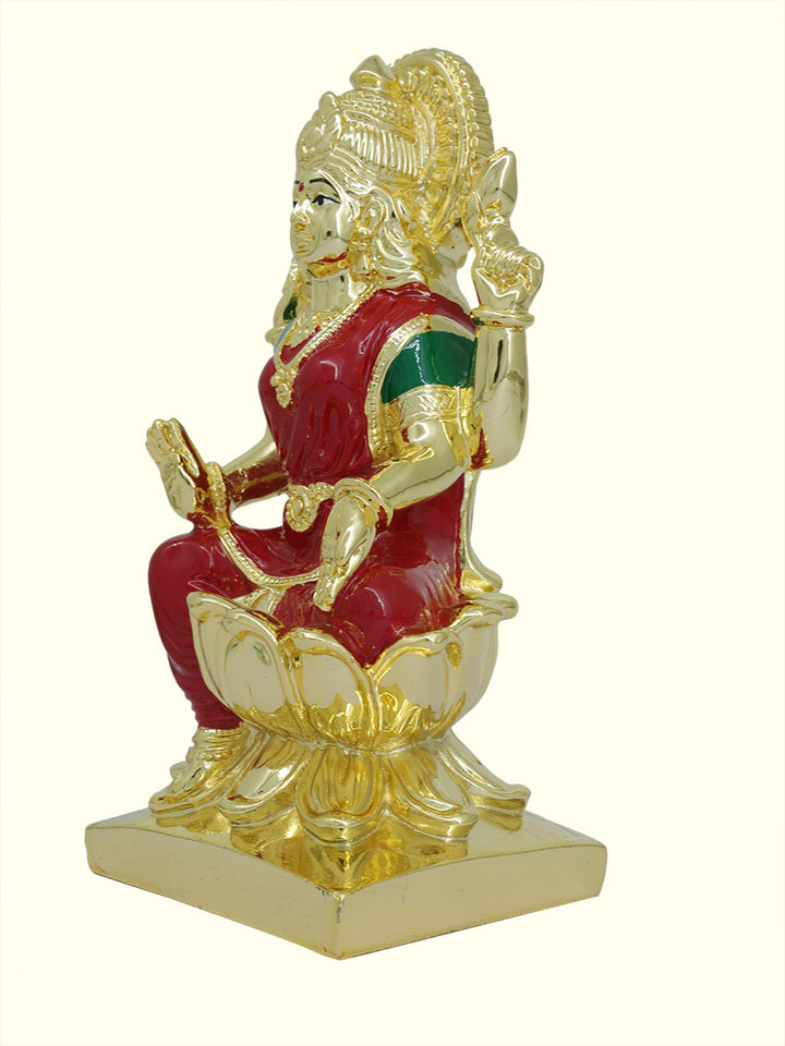 6.5" Lakshmi with Red Sari Sitting on Lotus