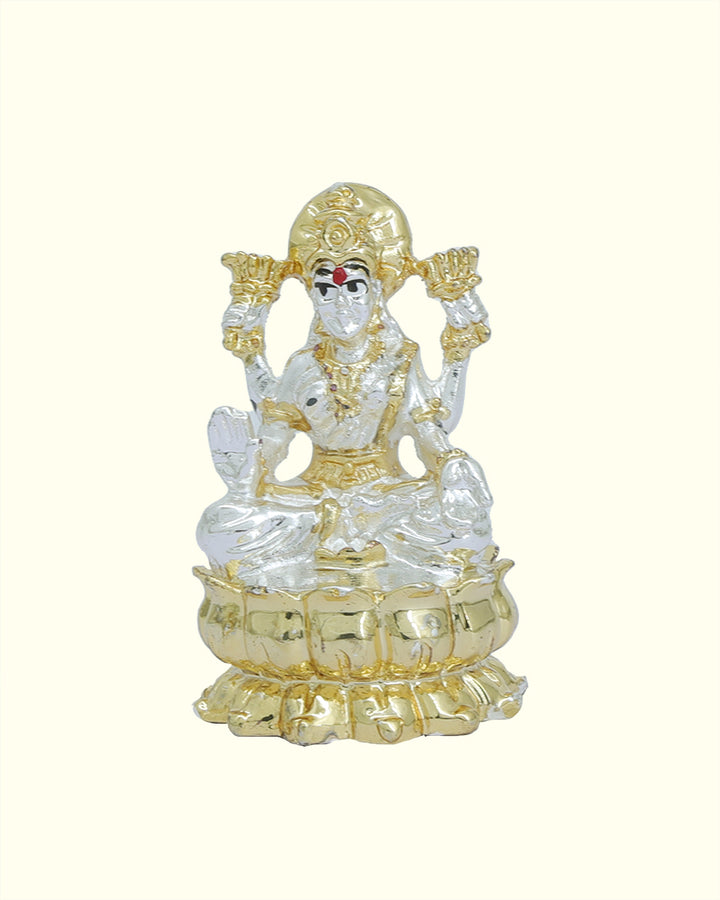 2" Lakshmi Sitting on Lotus (Gold with Silver Colour)