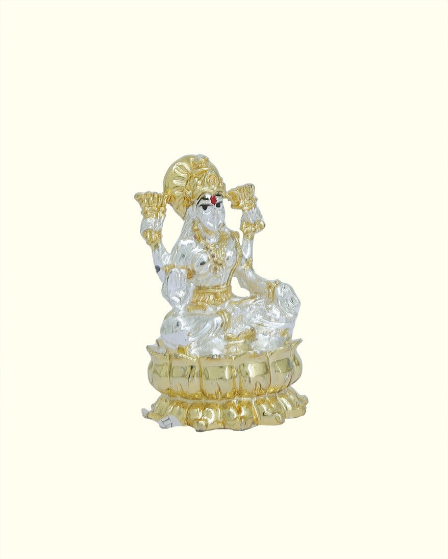 2" Lakshmi Sitting on Lotus (Gold with Silver Colour)