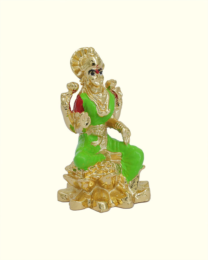 2.25" Lakshmi with Green Sari Sitting on lotus