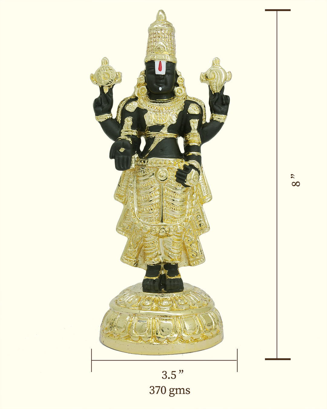 8" Tirumala Balaji (Gold and Black Colour)