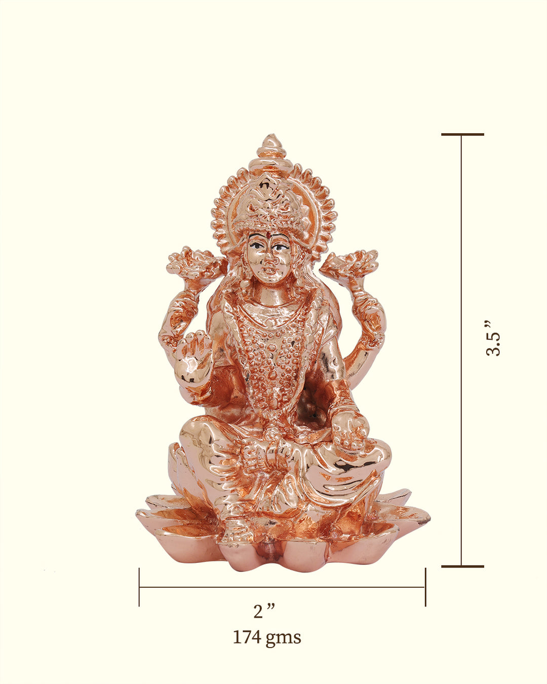 3.5" லக்ஷ்மி தாமரை மீது அமர்ந்திருப்பது