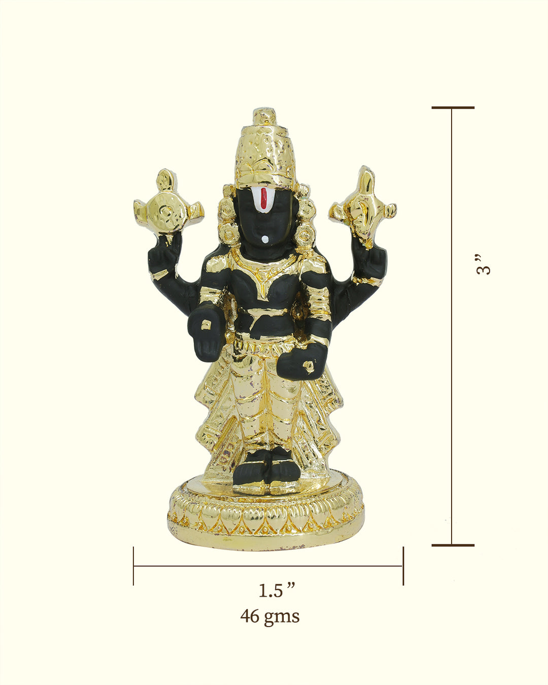 3" Tirumala Balaji (Gold with Black Colour)