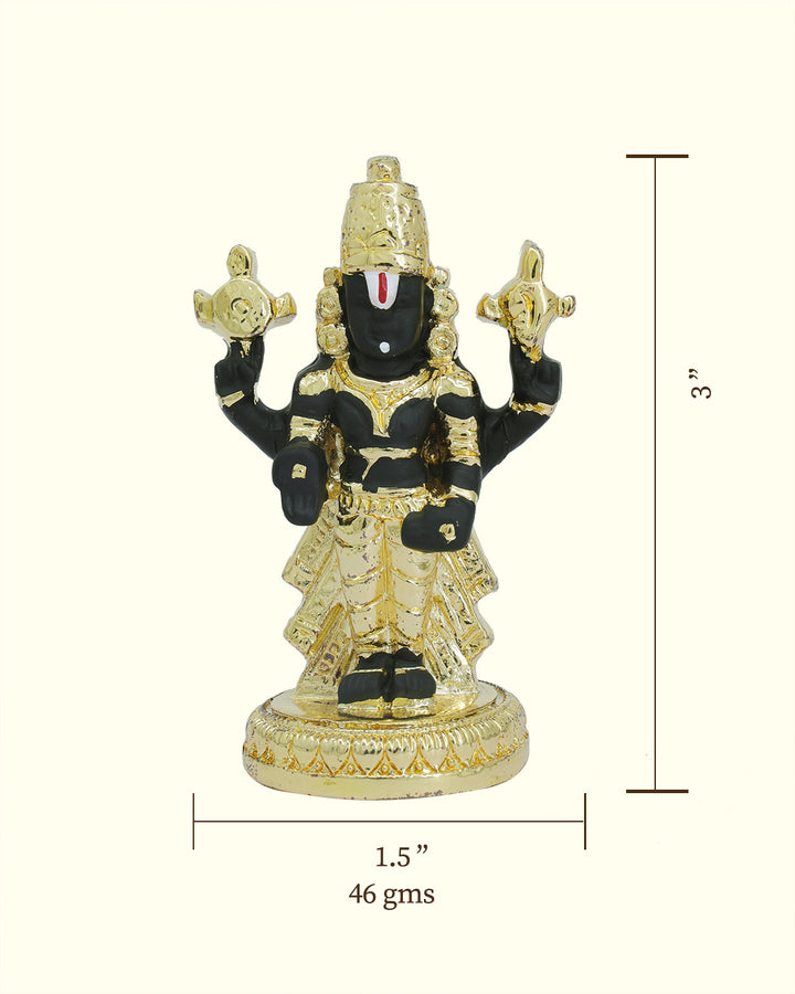 3" Tirumala Balaji (Gold with Black Colour)