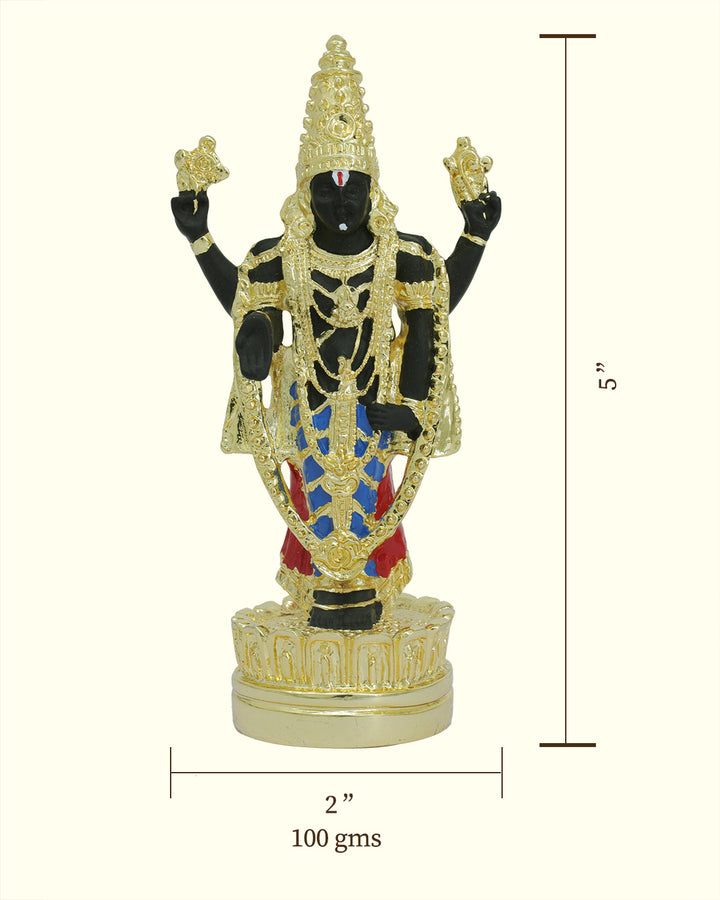 5" Tirumala Balaji (Gold with Black Colour)