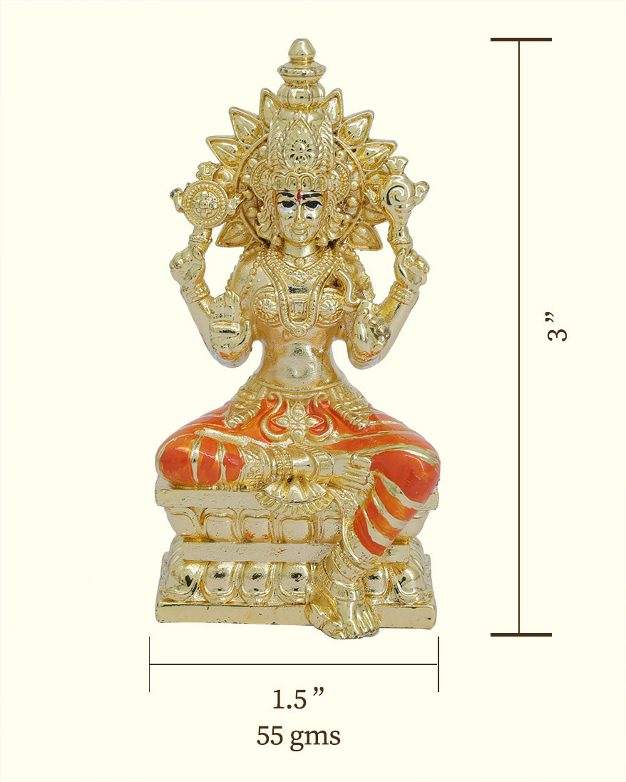 3" Swarna Mahalakshmi Sitting on Throne (Gold Colour)