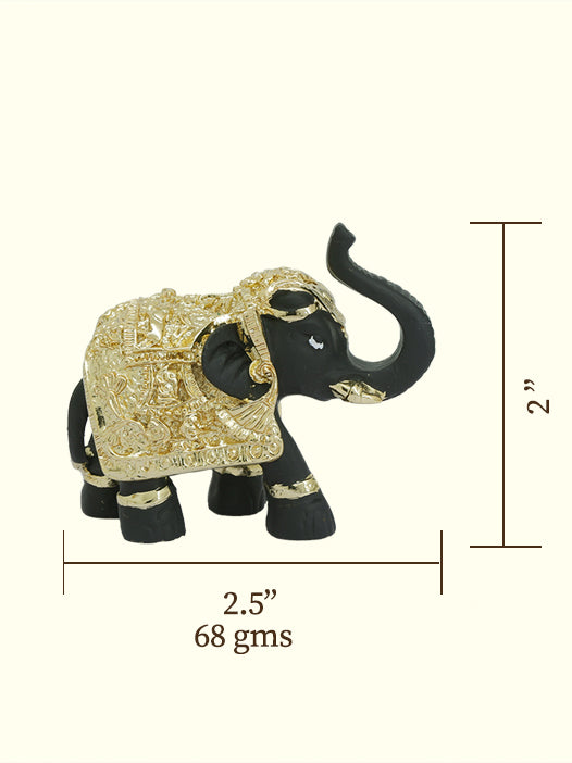 2.5" Wide Elephant (Black with Gold Colour)