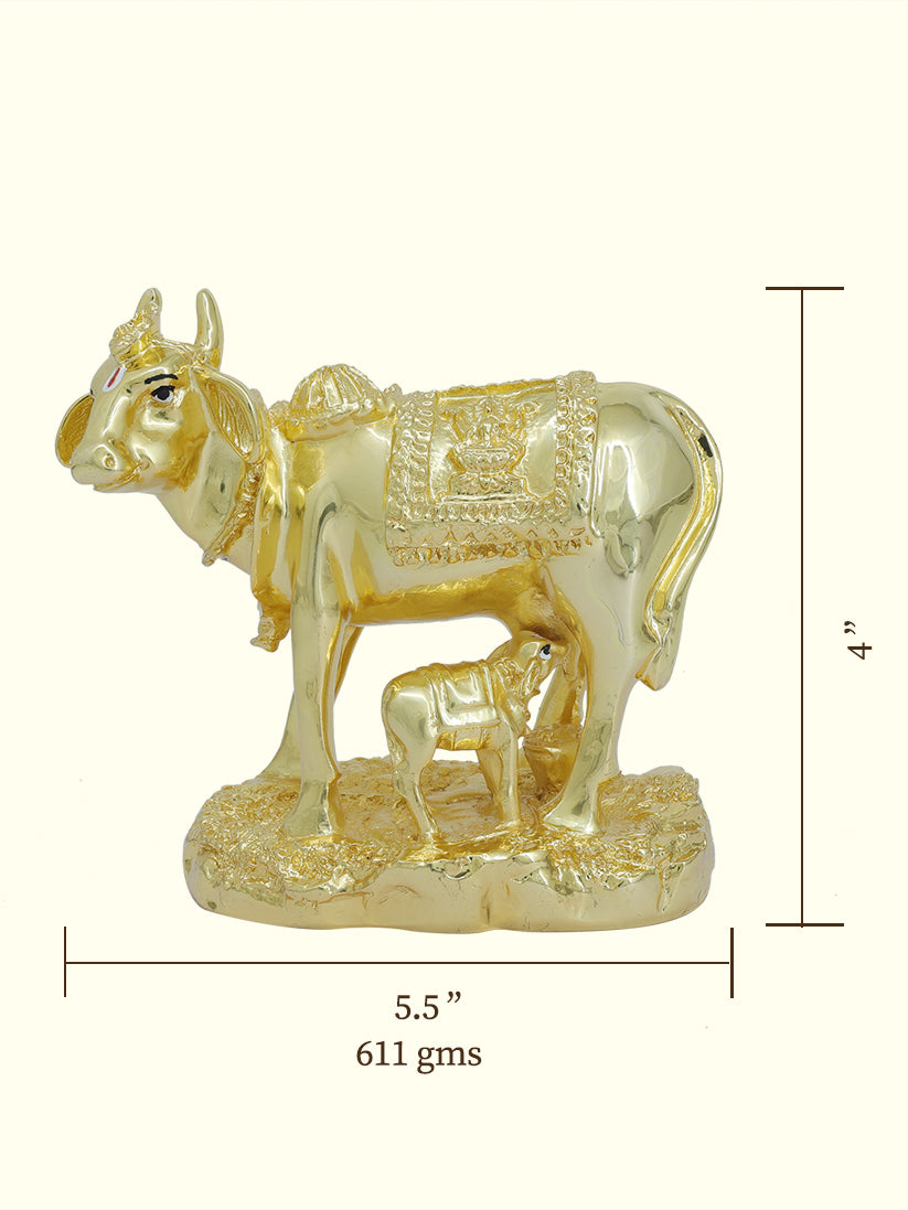 5.5" கன்றுக்குட்டியுடன் பரந்த கோ மாதா (தங்க நிறம்)