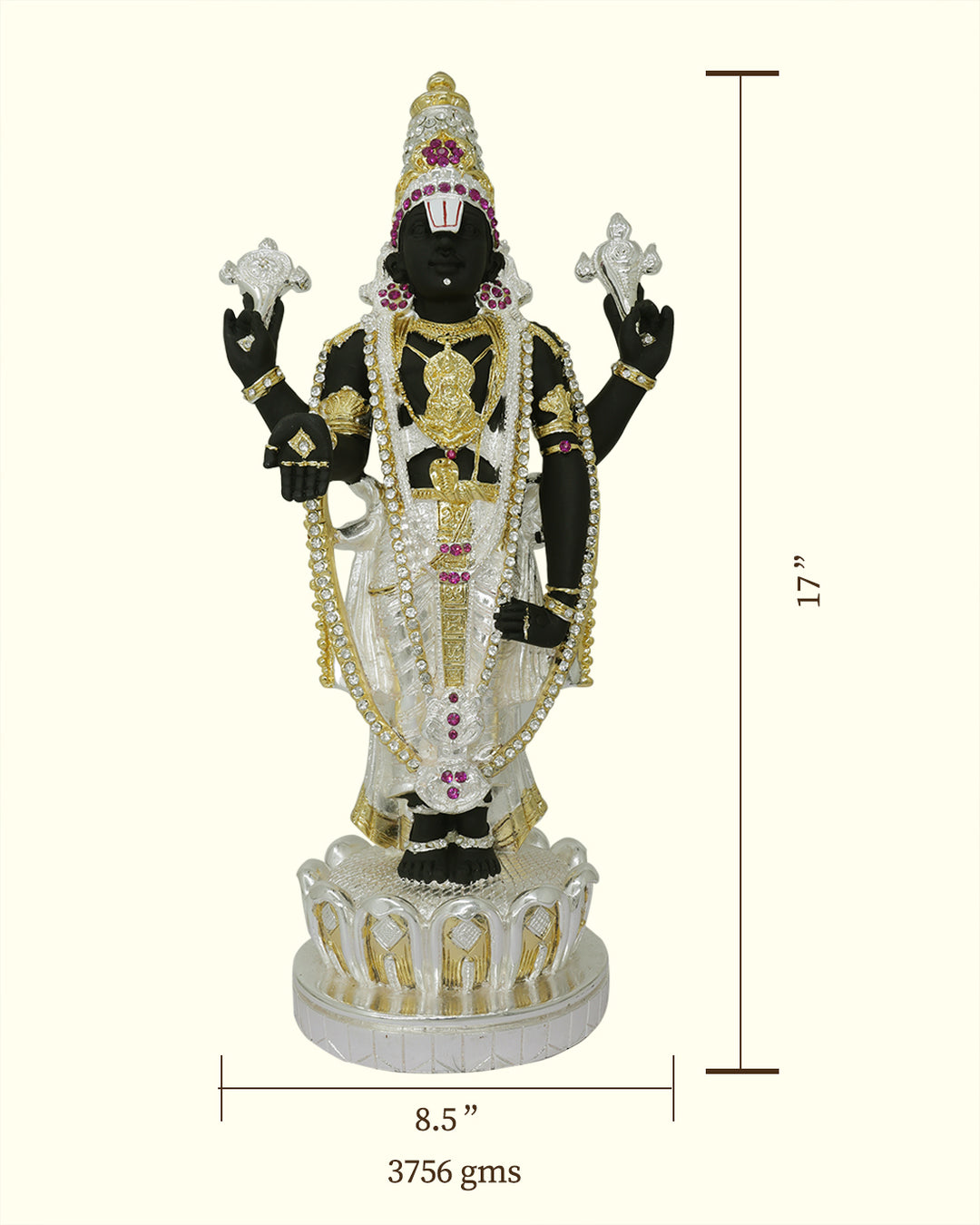 17" Tirumala Balaji (Combination of Gold, Silver and Black Colour)