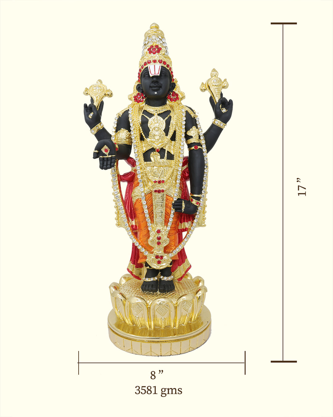 17" Tirumala Balaji (Gold with Black Colour)