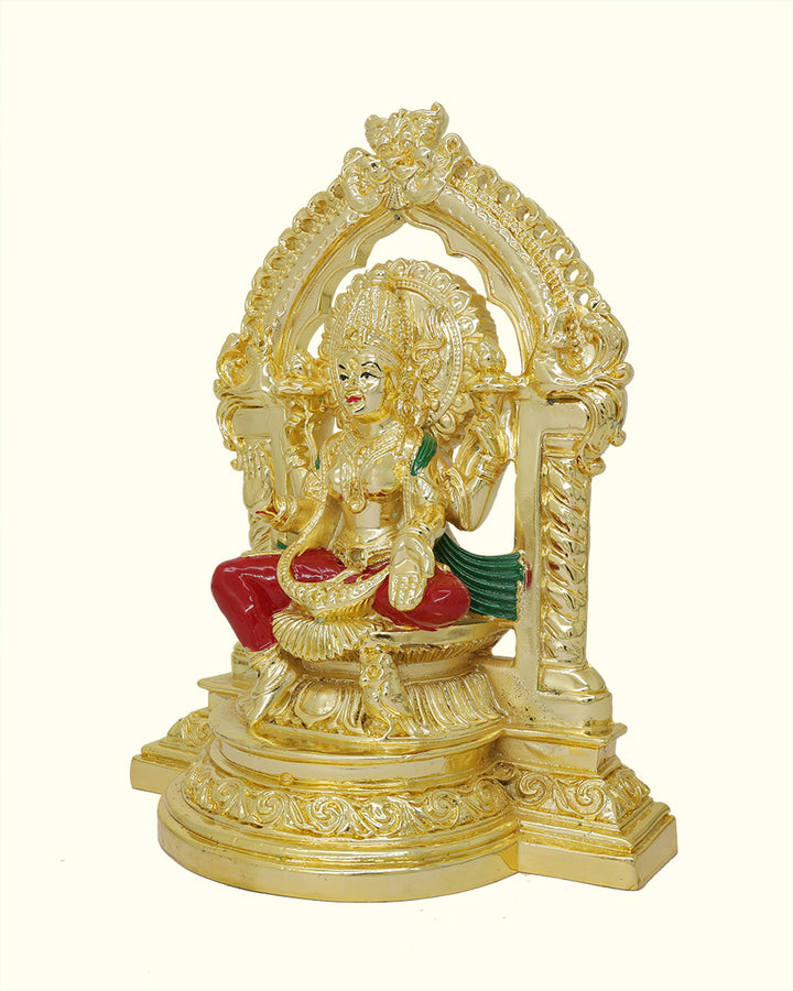 8.5" Lakshmi Sitting on Throne with "Arch Design" (Gold Colour)