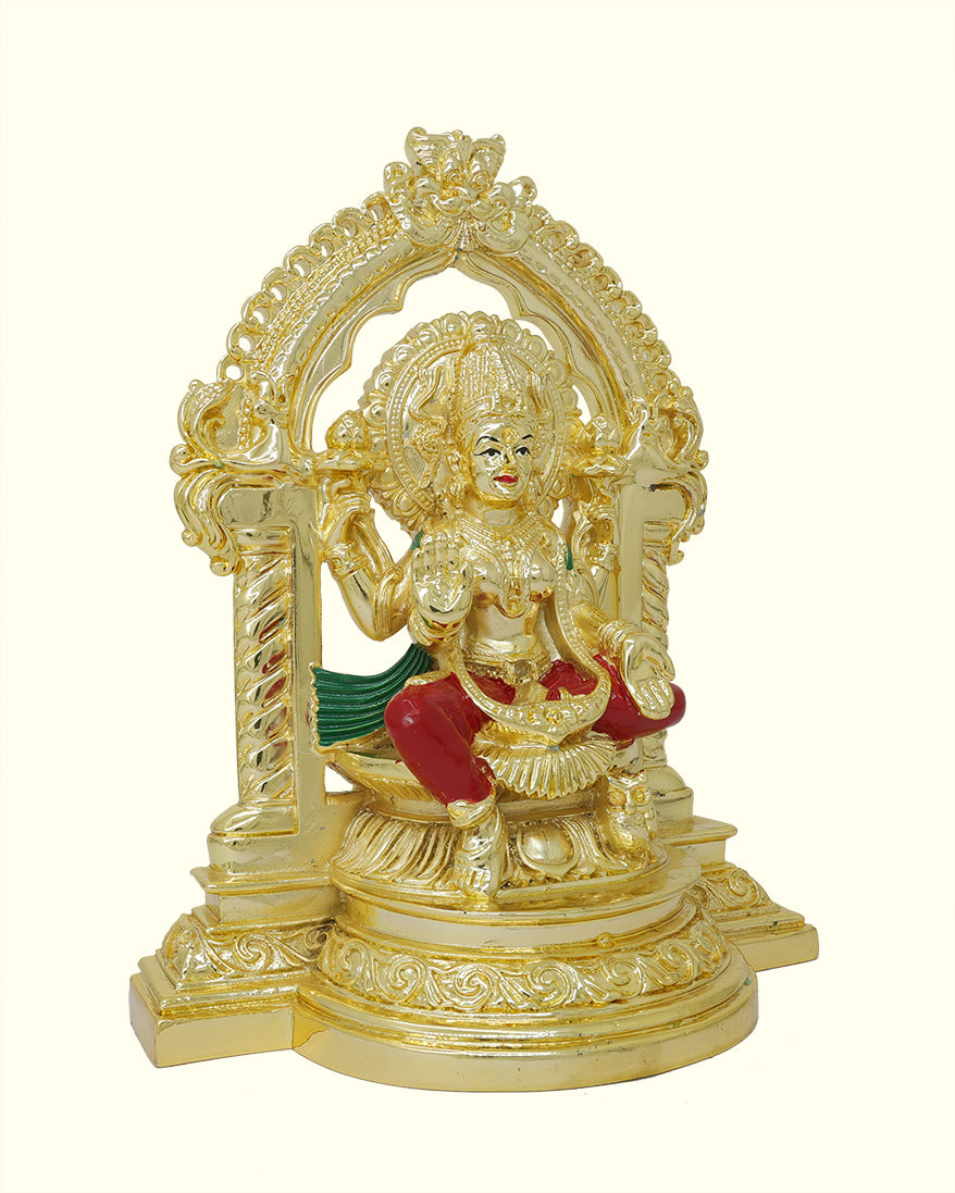 8.5" Lakshmi Sitting on Throne with "Arch Design" (Gold Colour)