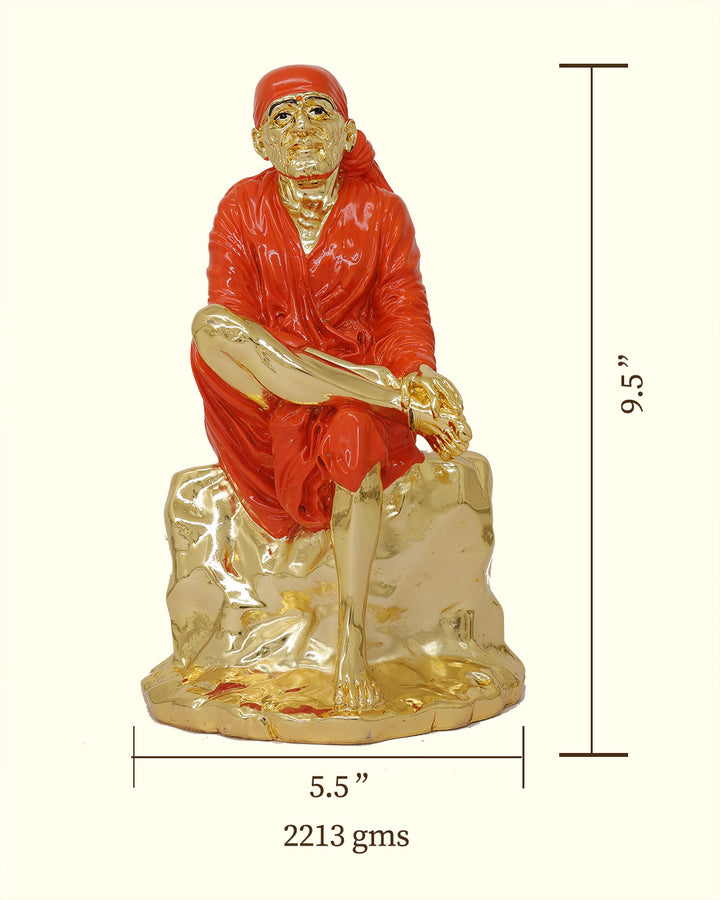 9.5" சாய்பாபா உட்கார்ந்த நிலையில் (தங்க நிறம்)