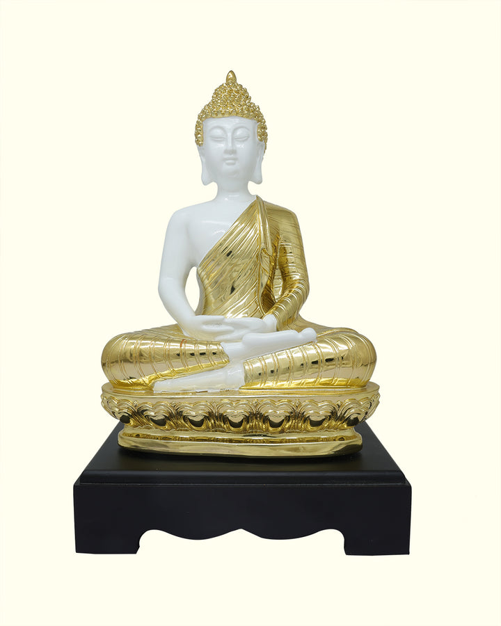 12" Buddha in Sitting Position (White with Gold Colour)