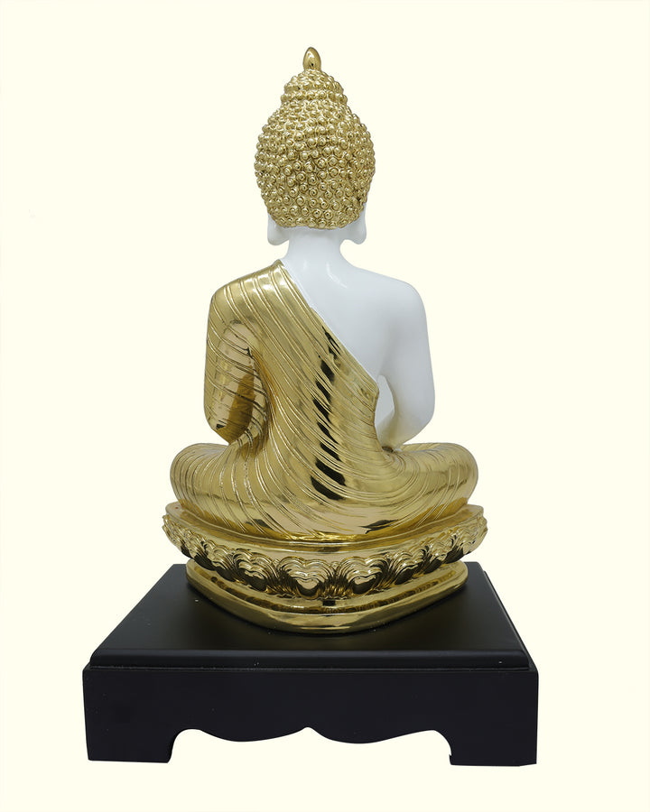 12" Buddha in Sitting Position (White with Gold Colour)