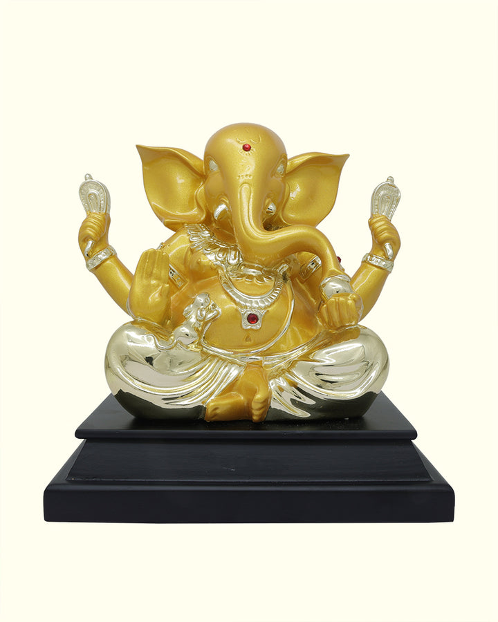 7.5" Ganapathy in Sitting Position (Combination of Gold, Silver and Black Colour)