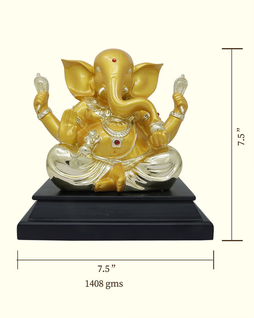 7.5" Ganapathy in Sitting Position (Combination of Gold, Silver and Black Colour)