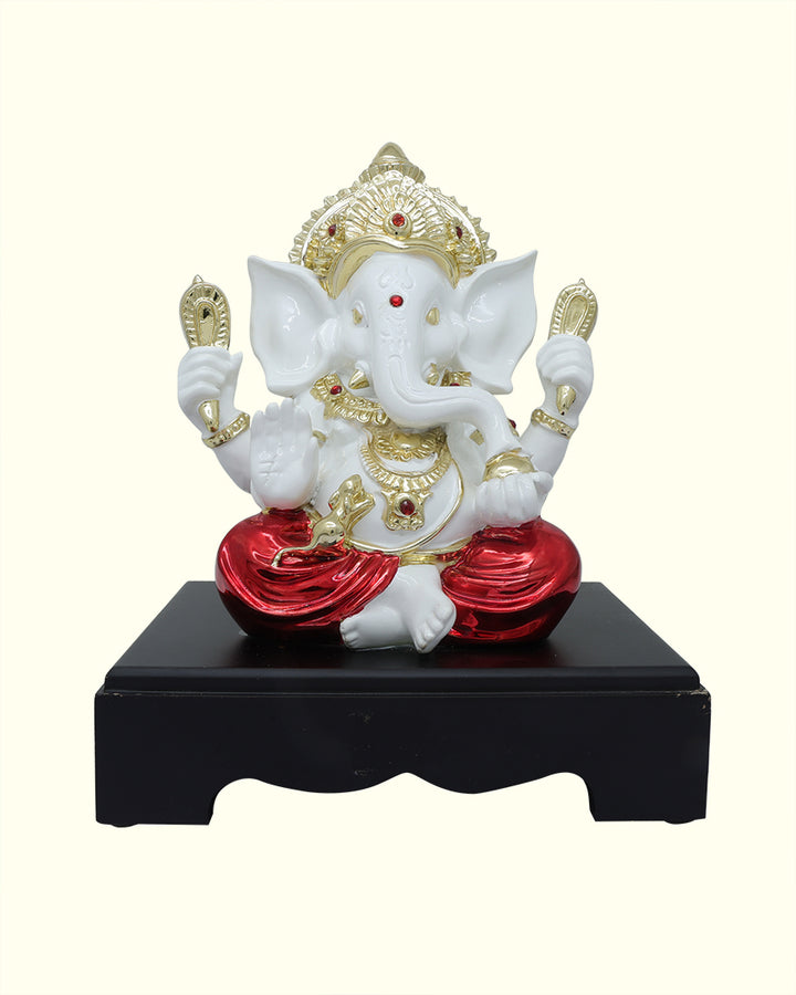 9.5" Ganapathy Sitting on Peetam (White Colour)