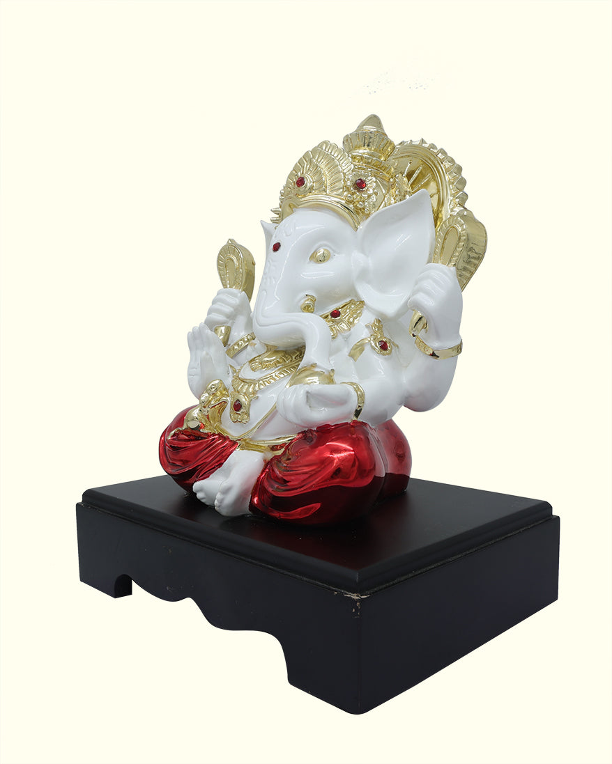 9.5" Ganapathy Sitting on Peetam (White Colour)