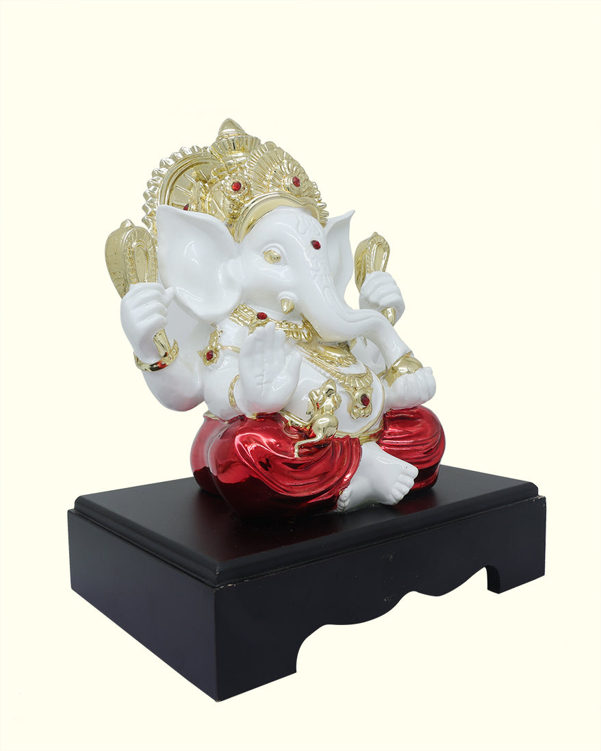 9.5" Ganapathy Sitting on Peetam (White Colour)