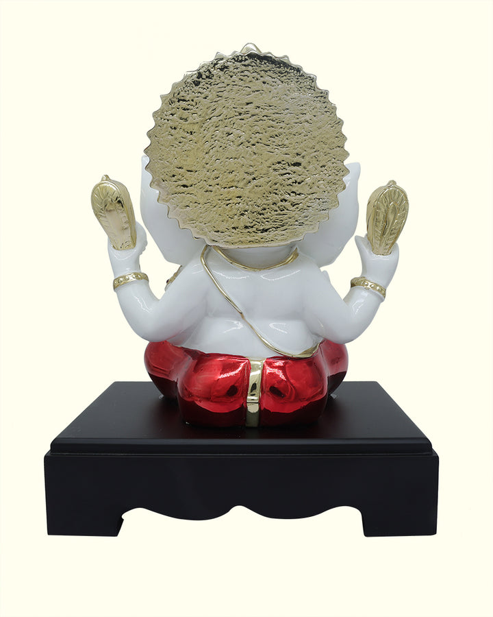 9.5" Ganapathy Sitting on Peetam (White Colour)