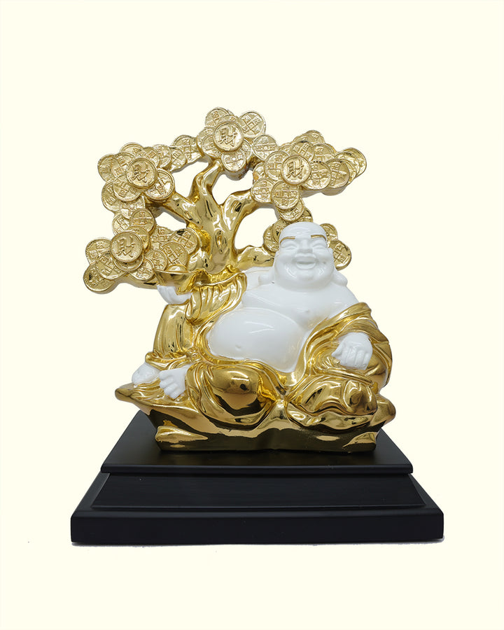 9.5" laughing Budai statue with Coin Tree