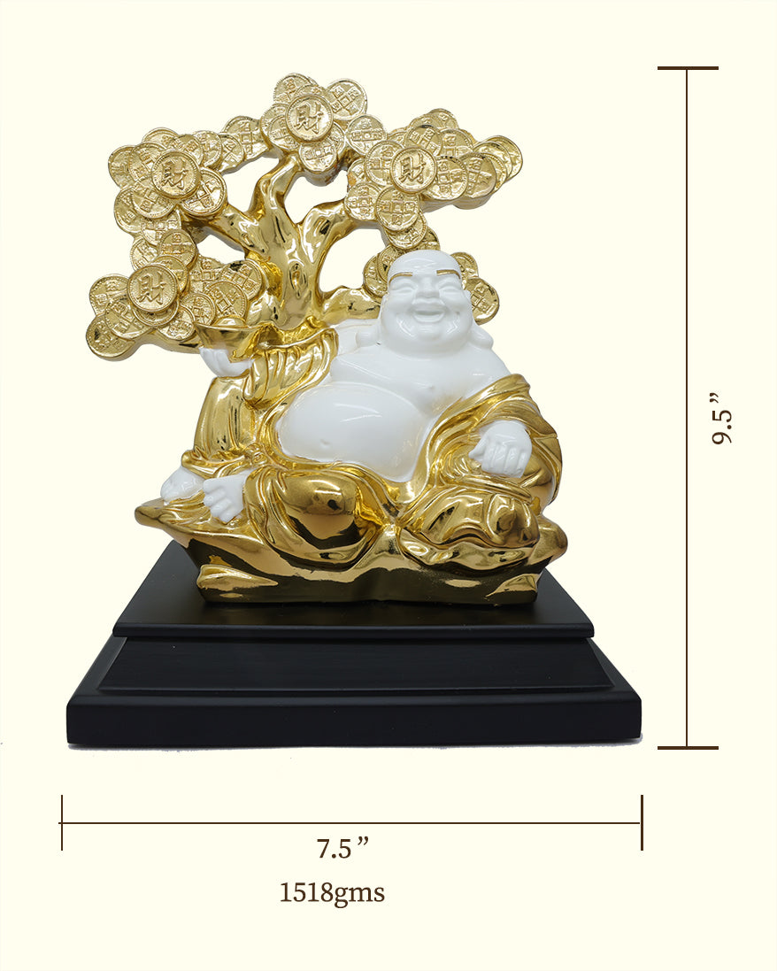 9.5" laughing Budai statue with Coin Tree