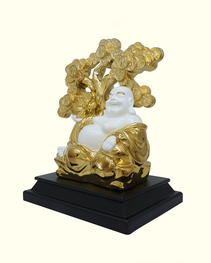 9.5" laughing Budai statue with Coin Tree