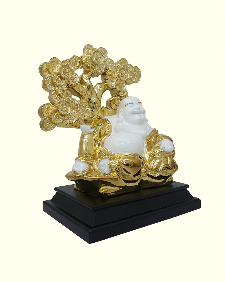 9.5" laughing Budai statue with Coin Tree