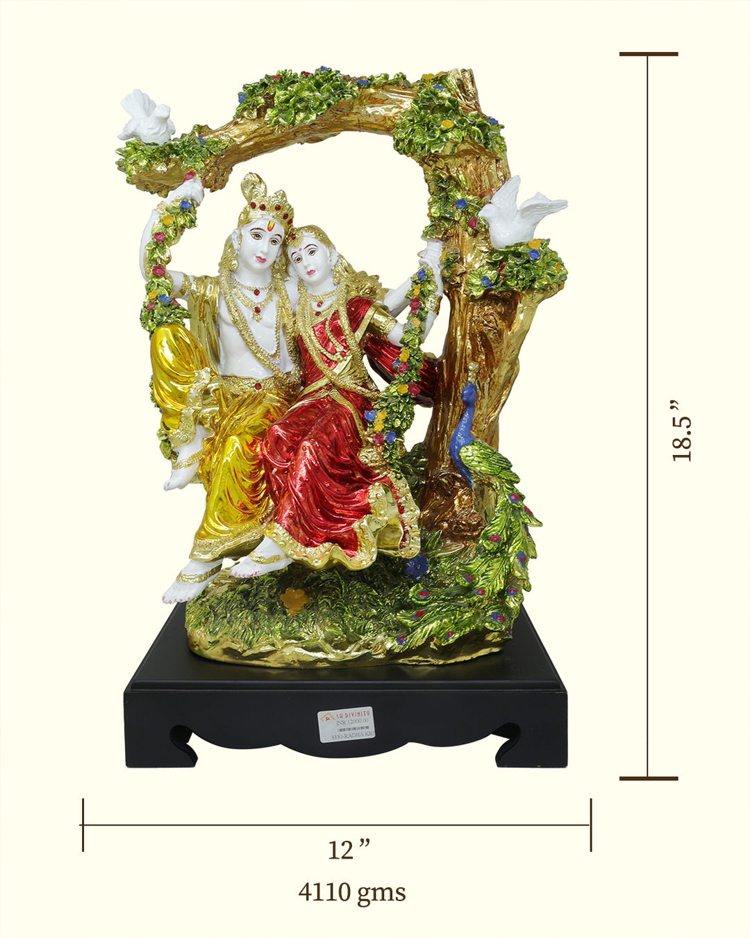 18.5" Radha Krishna on Swing Statue