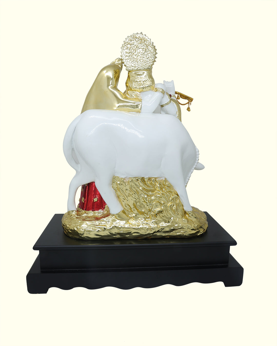 14" Radha Krishna with Go Matha in Standing Position (White with Gold Colour)