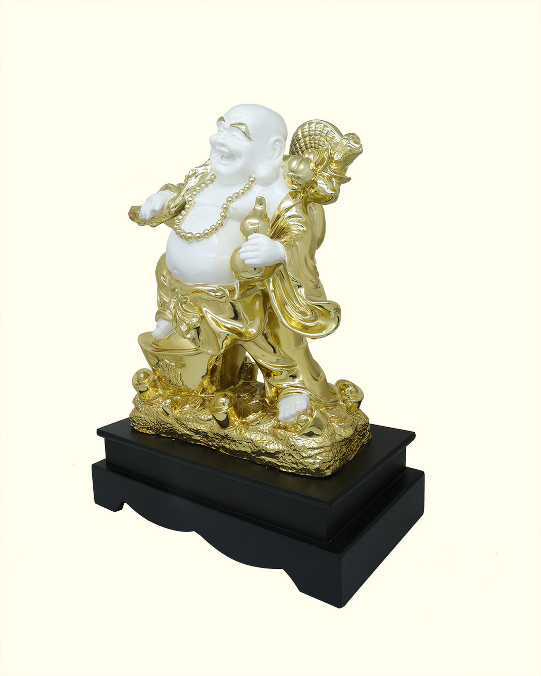 15.5" Laughing Budai in Standing Position (White with Gold Colour)