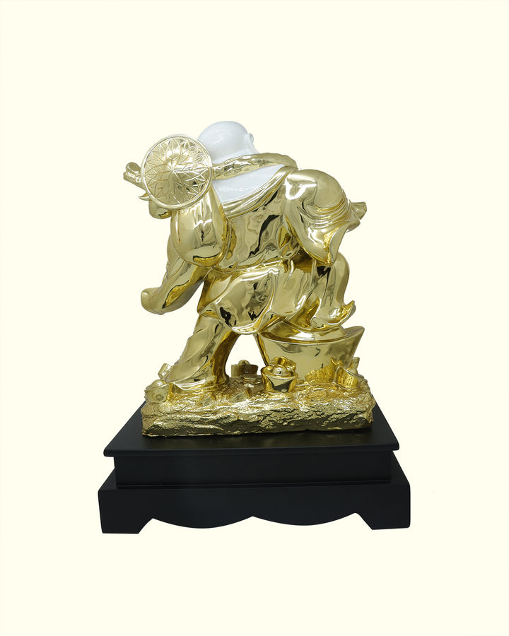 15.5" Laughing Budai in Standing Position (White with Gold Colour)