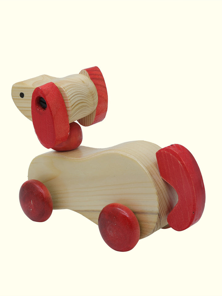 6.5" Wide Wooden Dog Pull Toy