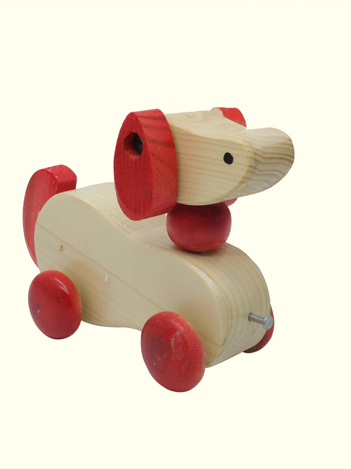 6.5" Wide Wooden Dog Pull Toy